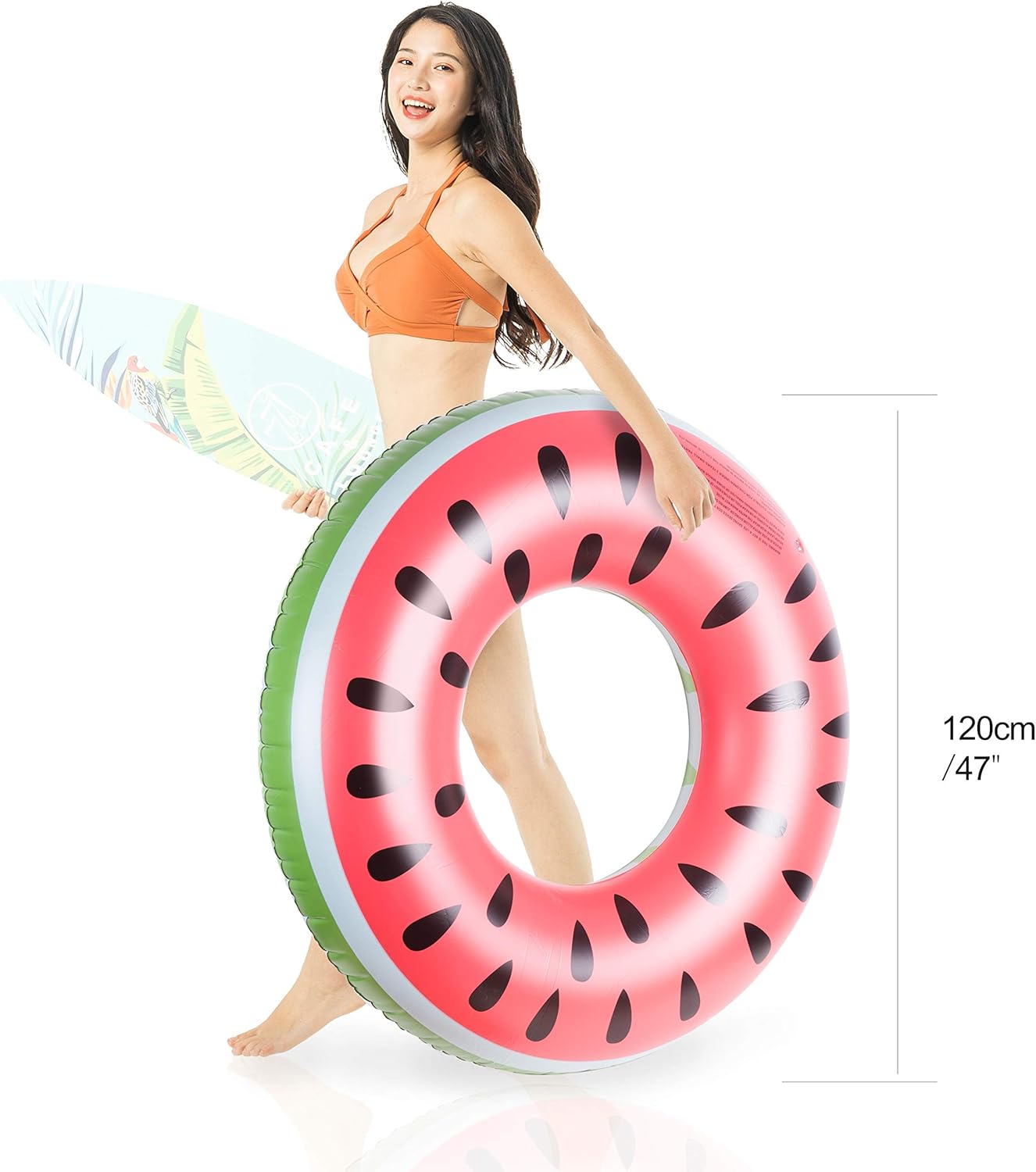 47 inch Watermelon Swim Ring - Protective Design of Extension-Type Charging (Watermelon 1) : Toys & Games