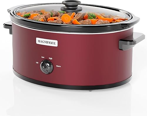 MAGNIFIQUE - Olla de cocción lenta manual ovalada con ajuste para mantener el calor, electrodoméstico pequeño de cocina perfecto para cenas