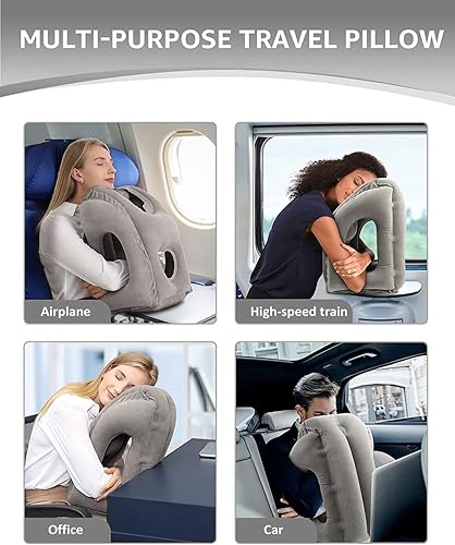 Miniatura 8 de HAIYANLE Almohada inflable de viaje  Almohada de viaje multifuncional para adultos mentón apoyo almohada de viaje cuello almohada para dormir en