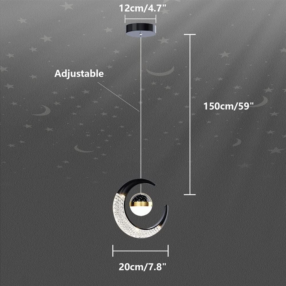 Creative Moon Chandelier Full Starry Projection Hanging Light for Bedroom, Kids Room, Restaurant Acrylic Decorative Modern Hanging Lamp/Black