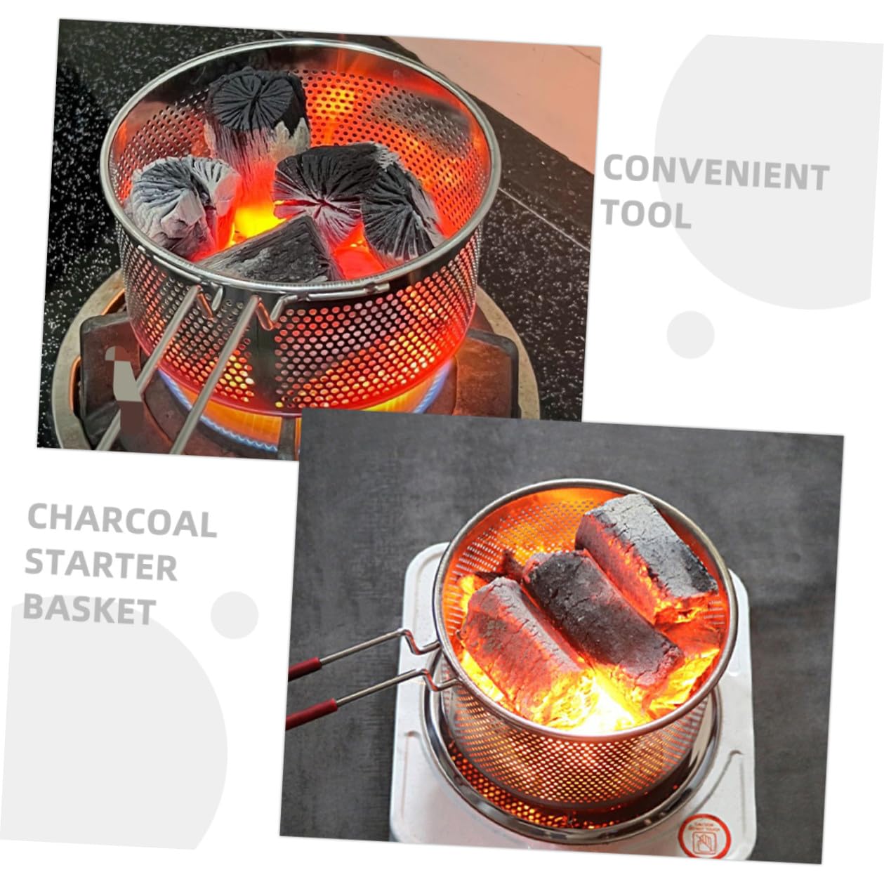 Cesta para Carbón para Barbacoa de Acero Inoxidable Distribución Uniforme de Calor, Versátil y Resistente, Adecuado para Camping y Uso Interior