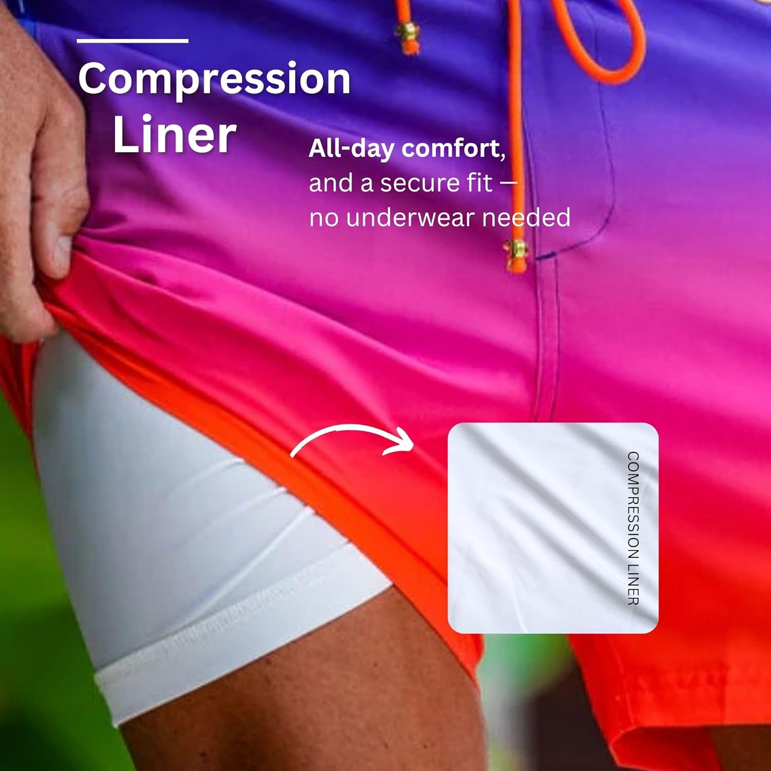 Tucann Men's Trunks 3" Compression Liner Quick Dry Zipper Pocket Chlorine Resistan 4 Way Stretch Swim Shorts for Men