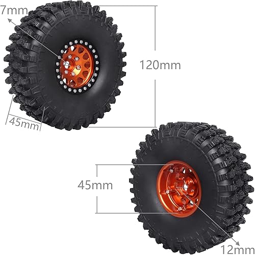Miniatura 2 de HobbyPark Ruedas y neumáticos Beadlock 1.9 de altura de 4.72 pulgadas con herramienta de montaje para Traxxas TRX4 Axial SCX10 II III Redcat Gen8