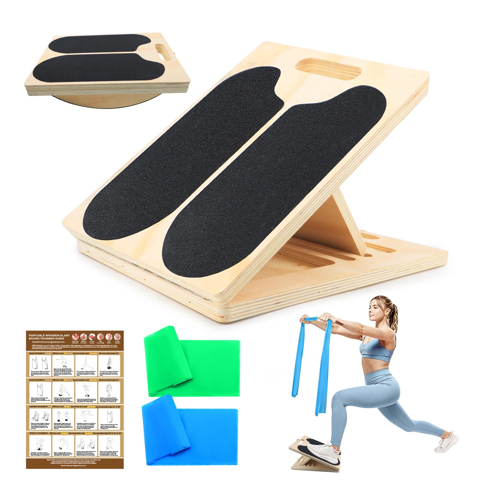 GlamRove 2-in-1 Balance Board & Schrägbrett – Holz Wadendehn
