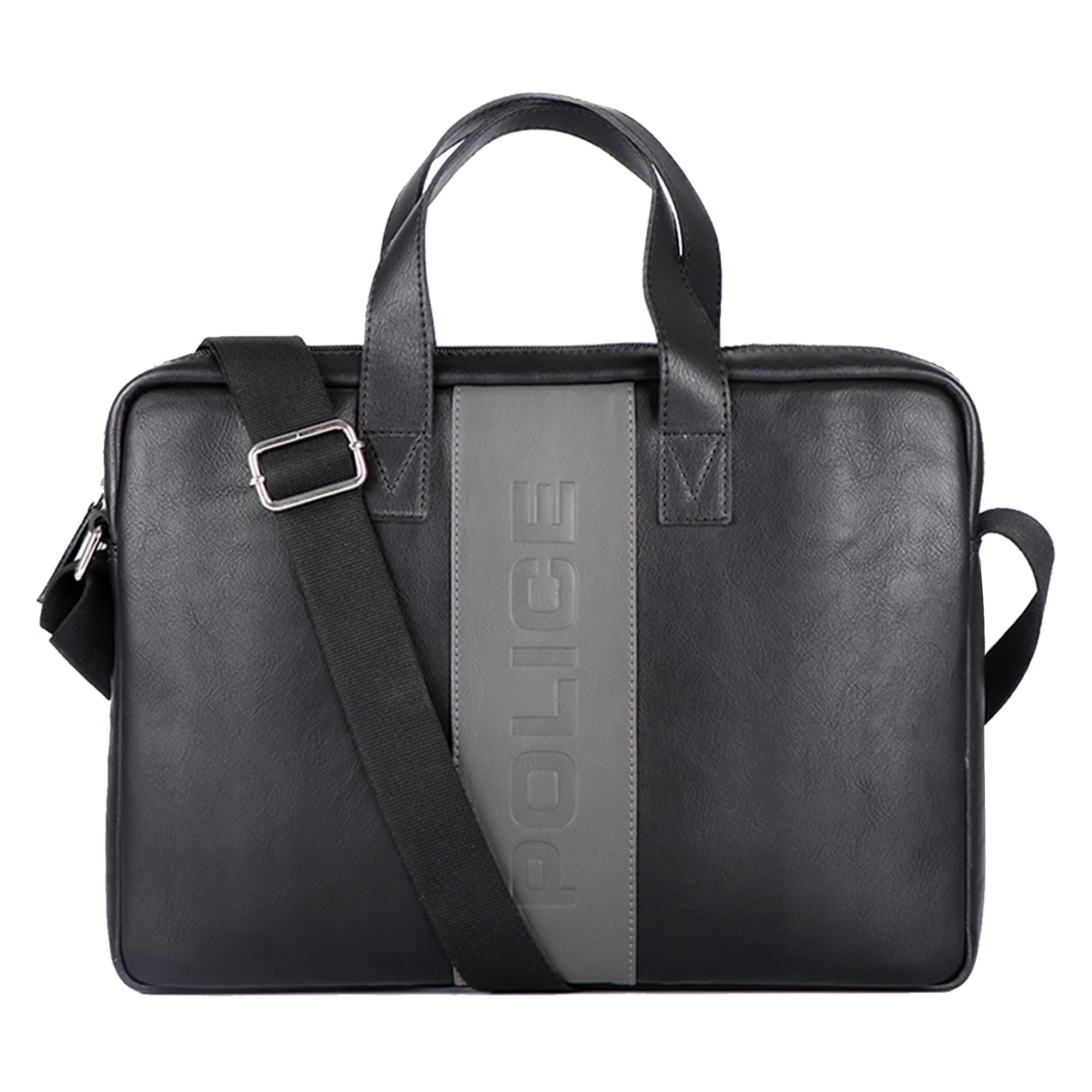 POLICE Iconic 15" Briefcase-Black Stylishly Laptop Briefcase Bags for Men Women Designed for Office and Casual Wear (PT2752490_4-1)