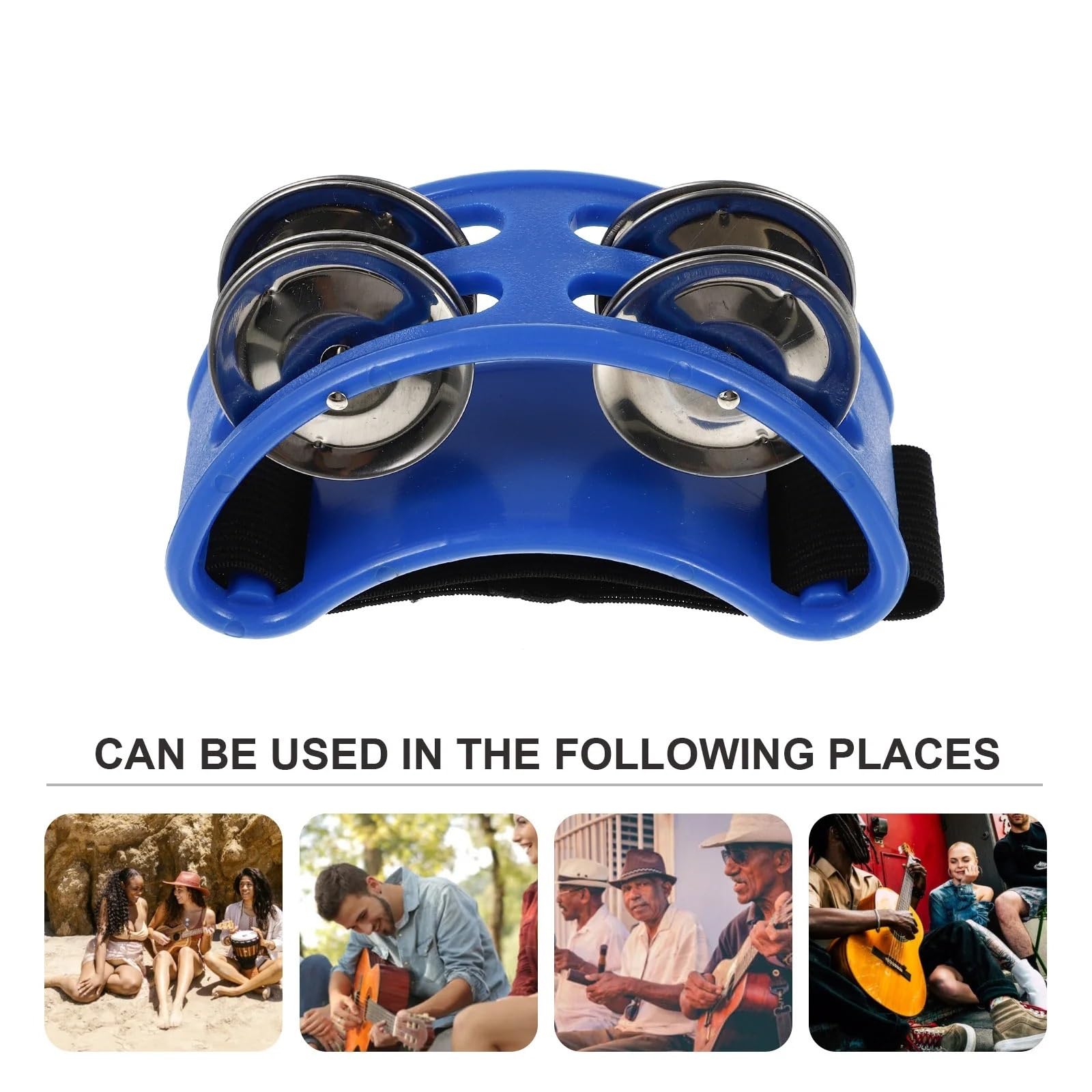 2 cascabeles de pie, pandereta, campana percusión rítmica. Ideales for bateristas, guitarristas, cantantes, compositores y músicos para Acompañamiento