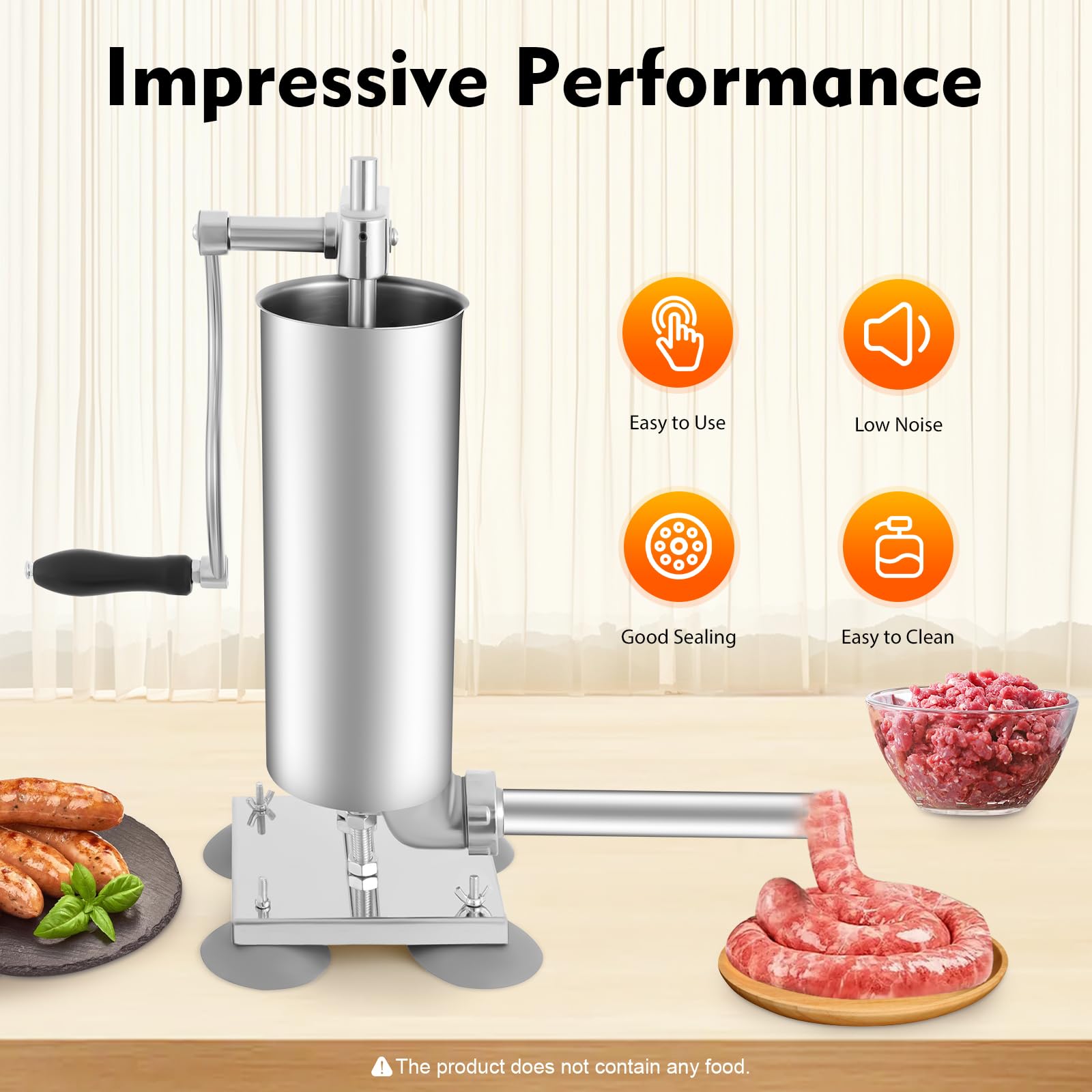 Wurstfüller, Küche Aluminium Manuell Wurstfüllmaschine mit Saugfuß Verpackt 4 Größe Professionelle Wurstfüllrohre für Hausgemachte 4 Stuffing Tubes zum Füllen von Fleisch, Küchenmaschine