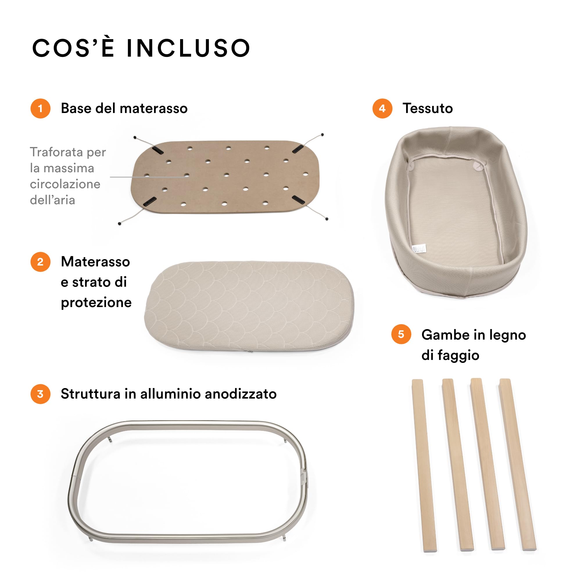 Culla Stokke Snoozi, Sandy Beige - Cresce con i bambini dalla nascita ai 9 mesi - Design portatile e leggero - Include materasso rigido