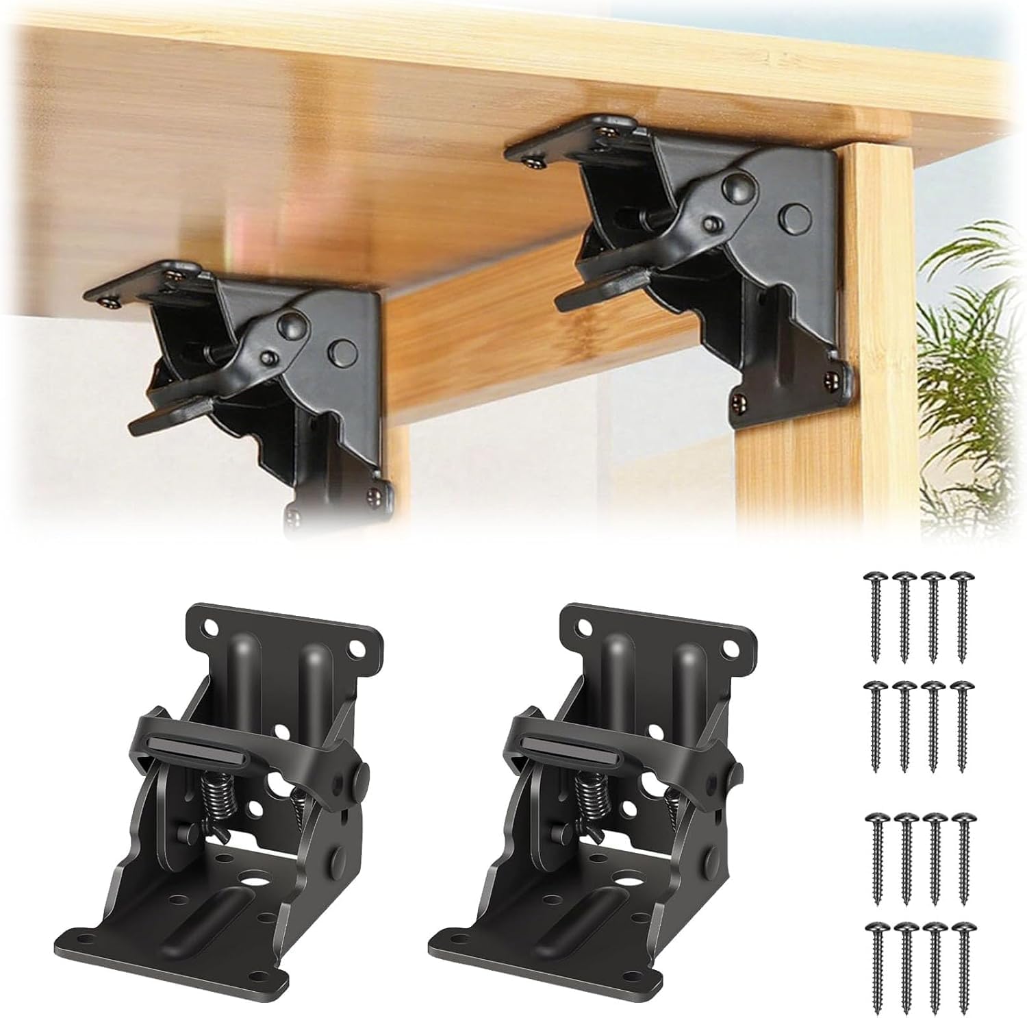 Axenora Folding Shelf Bracket Lock 90 Degree Table Leg Folding Brackets Heavy Duty Self Locking Steel Hinges Support for Foldable Table Shelf Wall Mount-picture-20