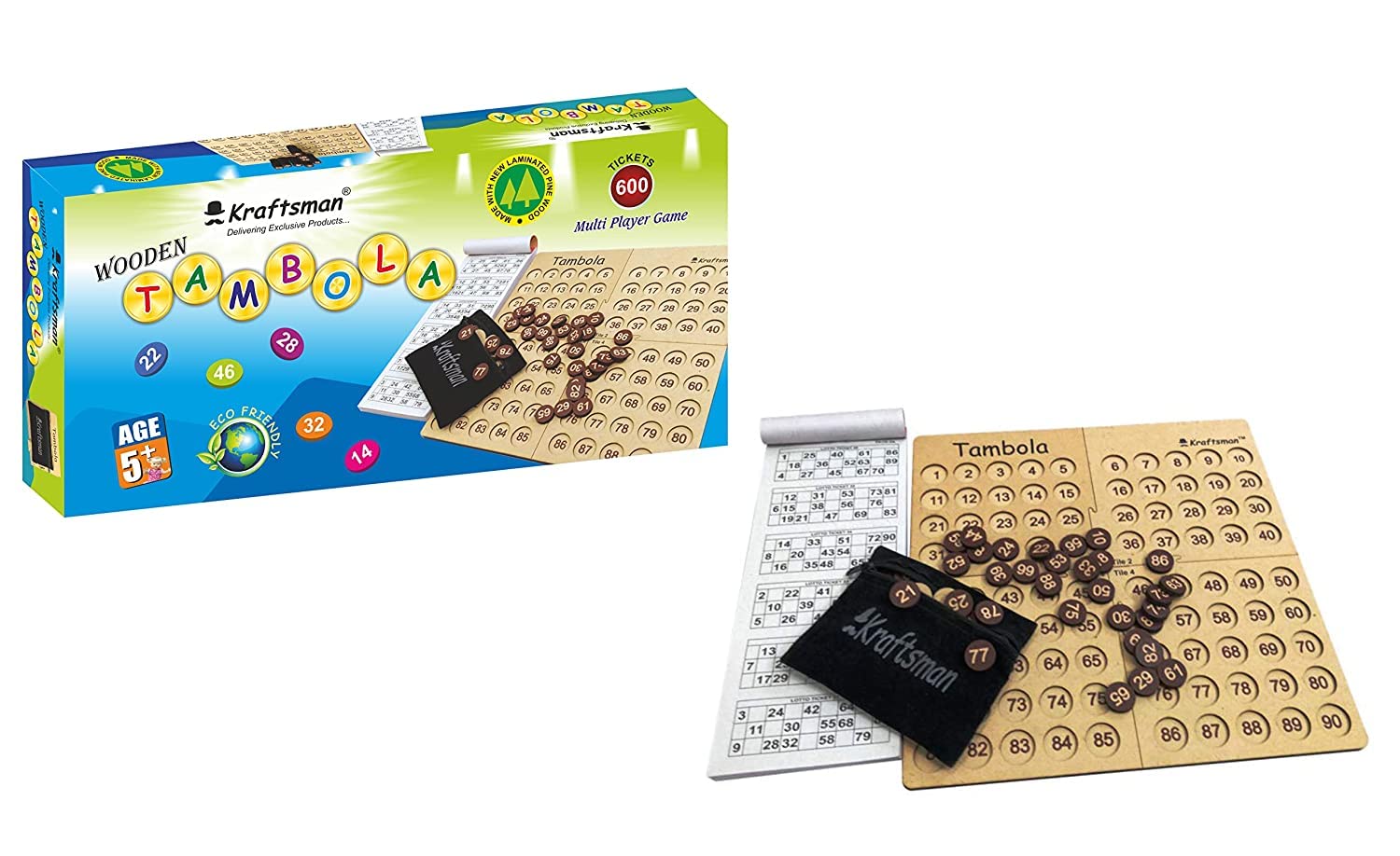 GOLDEN FEATHER Baby Portable Wooden Tambola Housie Bingo Board Game For Indoor Family Fun Game With 600 Tickets (B08QVCJ5P3) Amazon Price History, Amazon Price Tracker