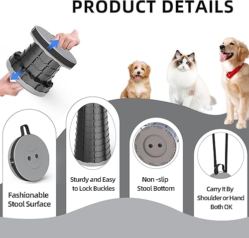 Miniatura 3 de Taburete plegable mejorado para adultos, silla portátil con cojín, taburete telescópico plegable ligero antideslizante y más resistente, asiento