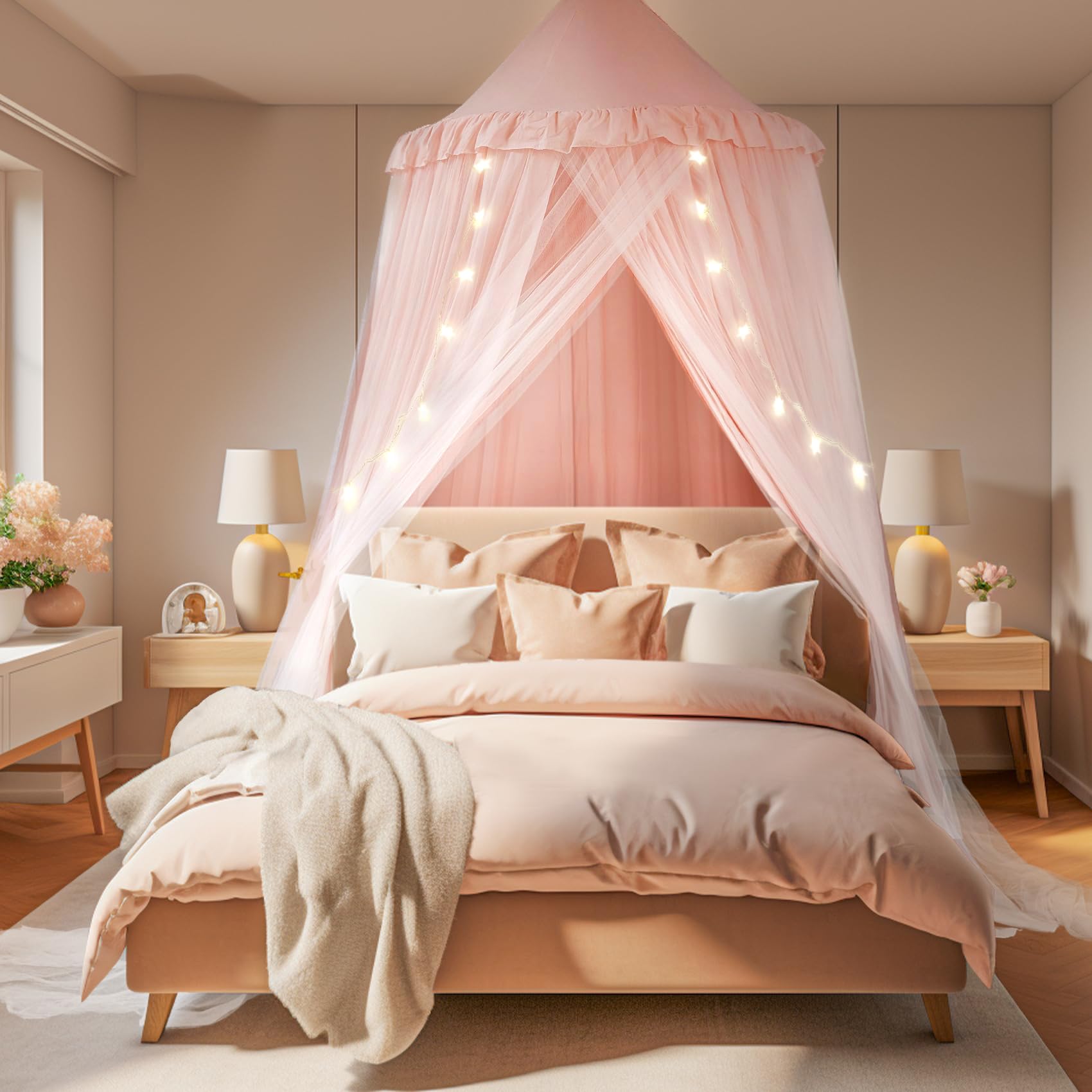 little dove Bed Canopy for Girls with Star Lights