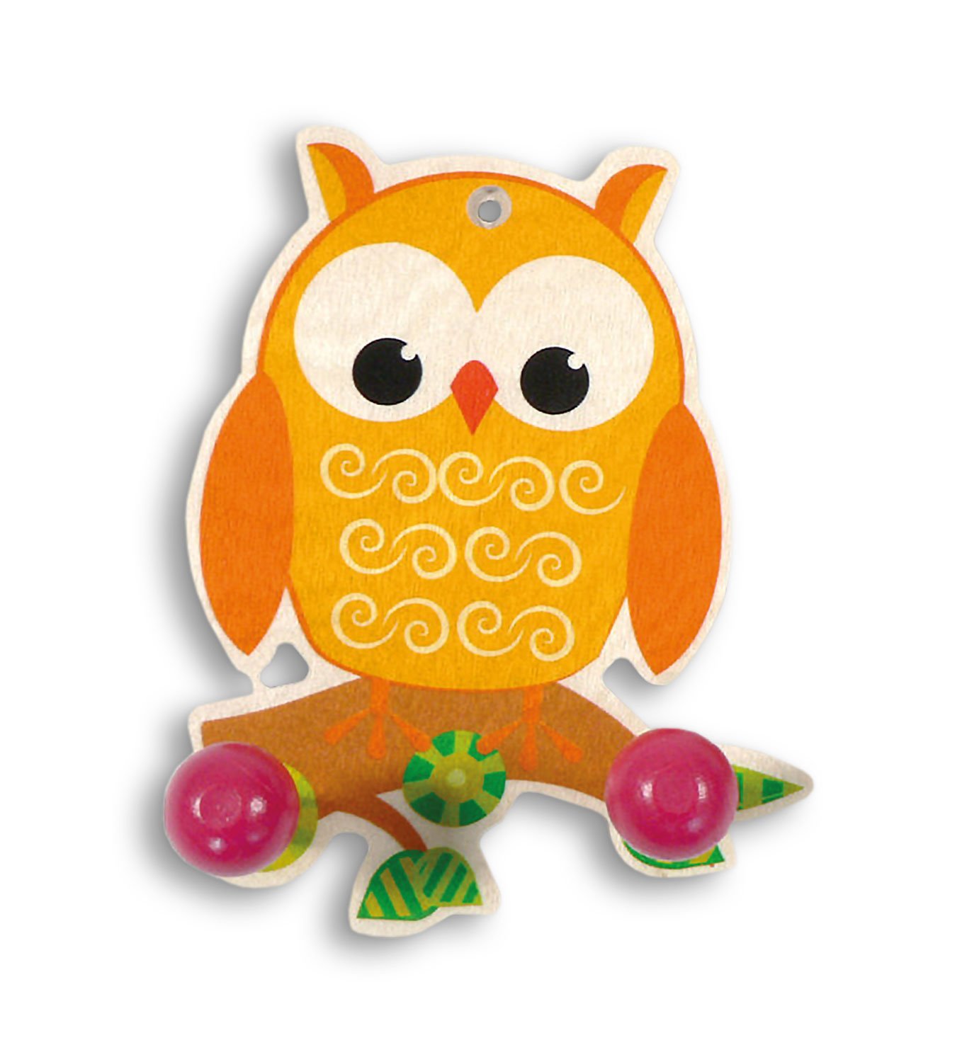 Hess Holzspielzeug 30315 - Perchero de Madera, Serie de búhos, Juego de 2 Piezas, con 3 Ganchos, para niños, Hecho a Mano, como Elemento de atracción en Cada habitación Infantil y Pasillo
