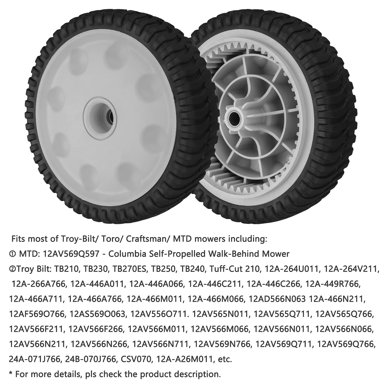 Ruote anteriori adatte per tosaerba Troy Bilt – 734-04018C Ruote adatte per tosaerba MTD Snapper Troy Bilt Tuff-Cut 210 TB210 TB230 TB240 tosaerba semovente, sostituiscono 734-04018A 734