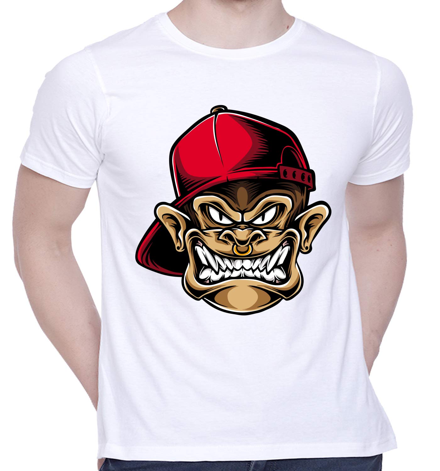Graphic Printed T-Shirt for Unisex Chimp Tshirt | Casual Half Sleeve Round Neck T-Shirt | 100% Cotton | D00207-90