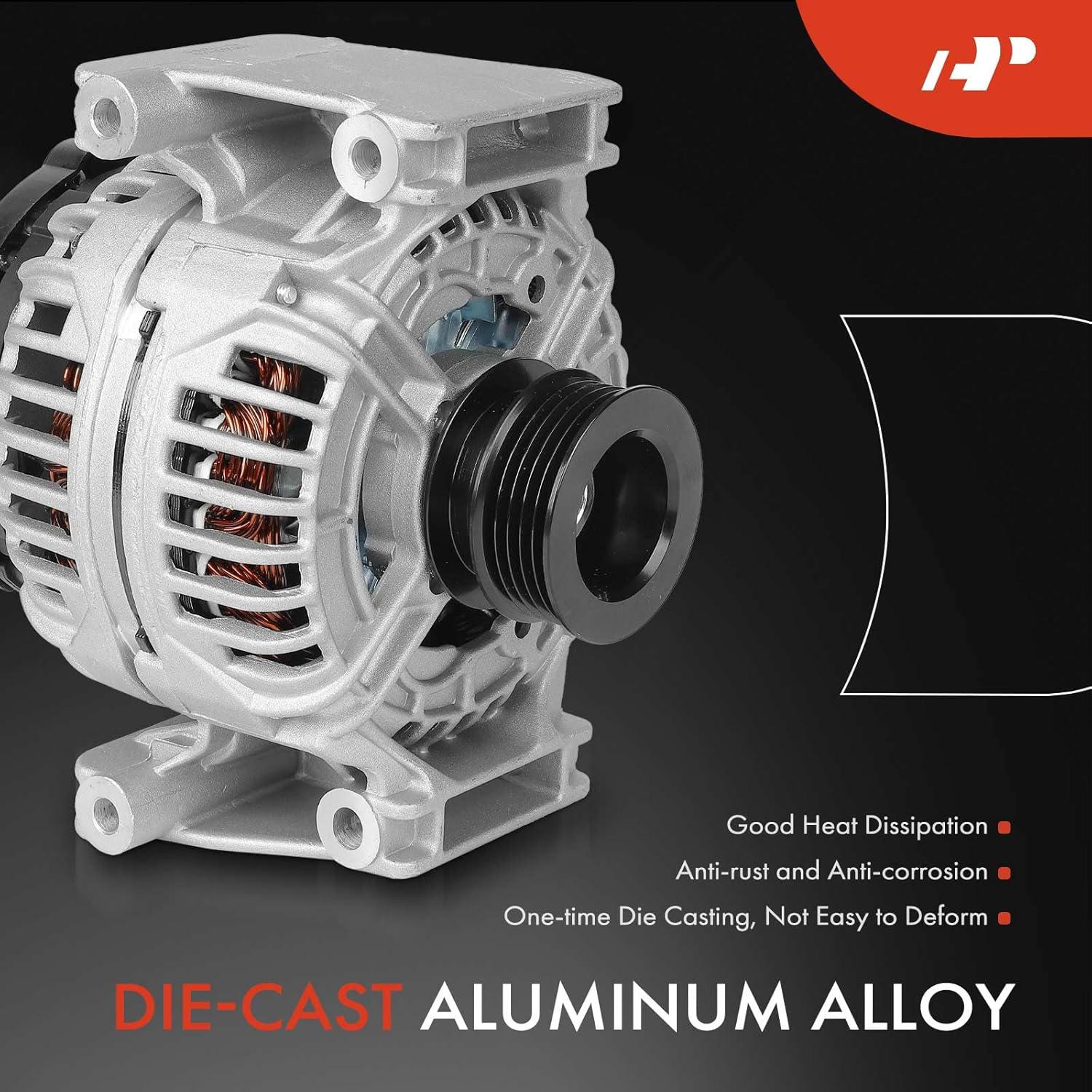 A-Premium Alternator Compatible with Saab 9-3 2005-2011, 9-3X 2010-2011, 2.0L, Automatic Transmission, 12V 120A 5-Groove Pulley Clockwise, Replace# 12762730, 0124425056