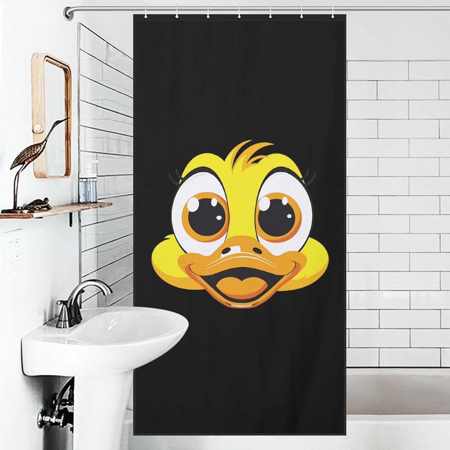 Cute Duck Face Funny Shower Curtains Washable Bath Curtain Liner with Hooks for Bathroom Bath Tubs