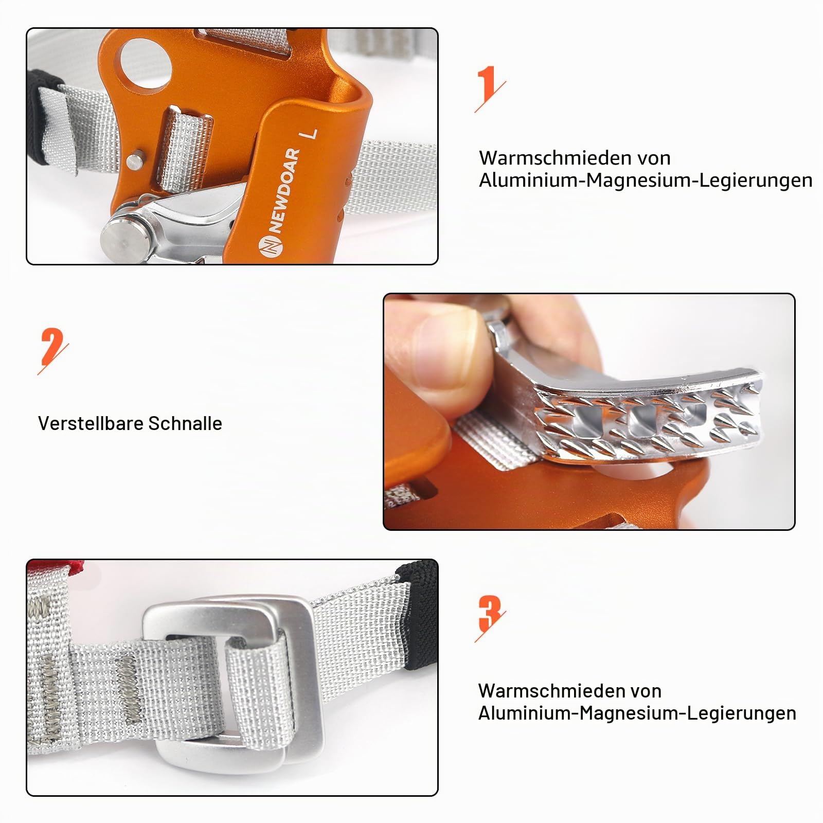NewDoar Foot Ascender Riser Klettern Baum Baumpfleger Bergsteigen Abseilen Quick Step Ausrüstung Klettergerät für 8~13 mm Seil