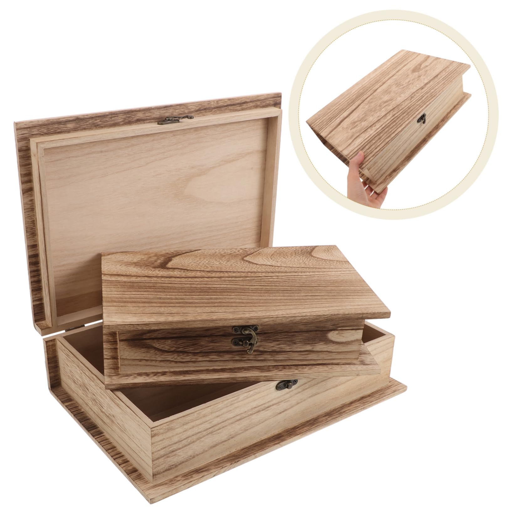 Cabilock 2 Piezas Caja de Madera para Guardar la Biblia Joyero de Madera Caja de Recuerdos con Tapa de Escritorio para Almacenar Joyas Tarjetas y Recuerdos Dormitorio o Escritorio