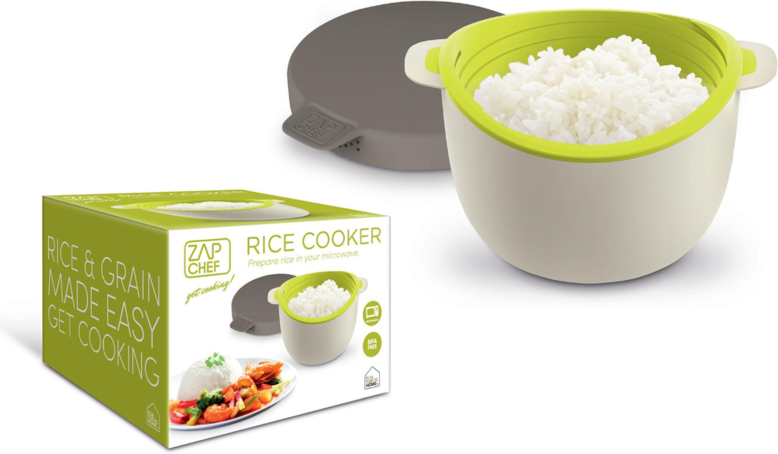 Microwave Rice Cooker , Vegetable Steamer, Pasta Maker, Serves 2 Or More in 17 Minutes