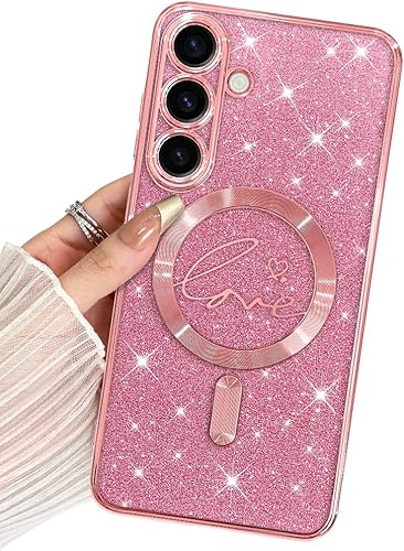 BITOBE Funda diseñada para Samsung Galaxy S23 Plus con purpurina, chapado de TPU suave, de lujo, brillante, a prueba de golpes, con protección de