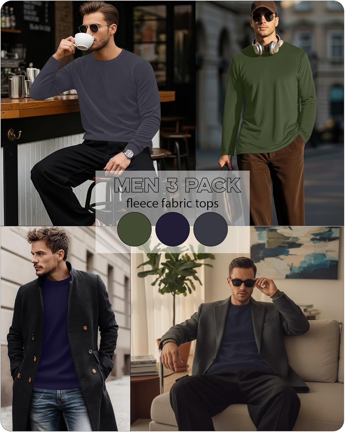 3 Pack Mens Long Sleeve Shirts Crew Neck Thermal T-Shirt Thick Pullover Basic Tops Casual Comfortable Sweatshirt - Image 4