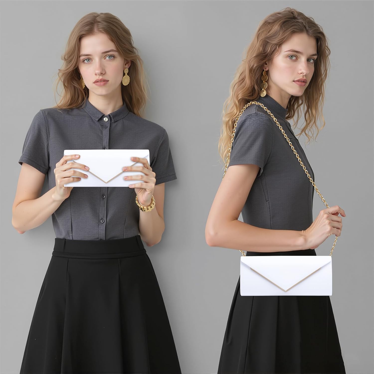 Larcenciel Clutch Purses for Women, Sparkling Envelope Evening Bag with Detachable Chain - Image 2