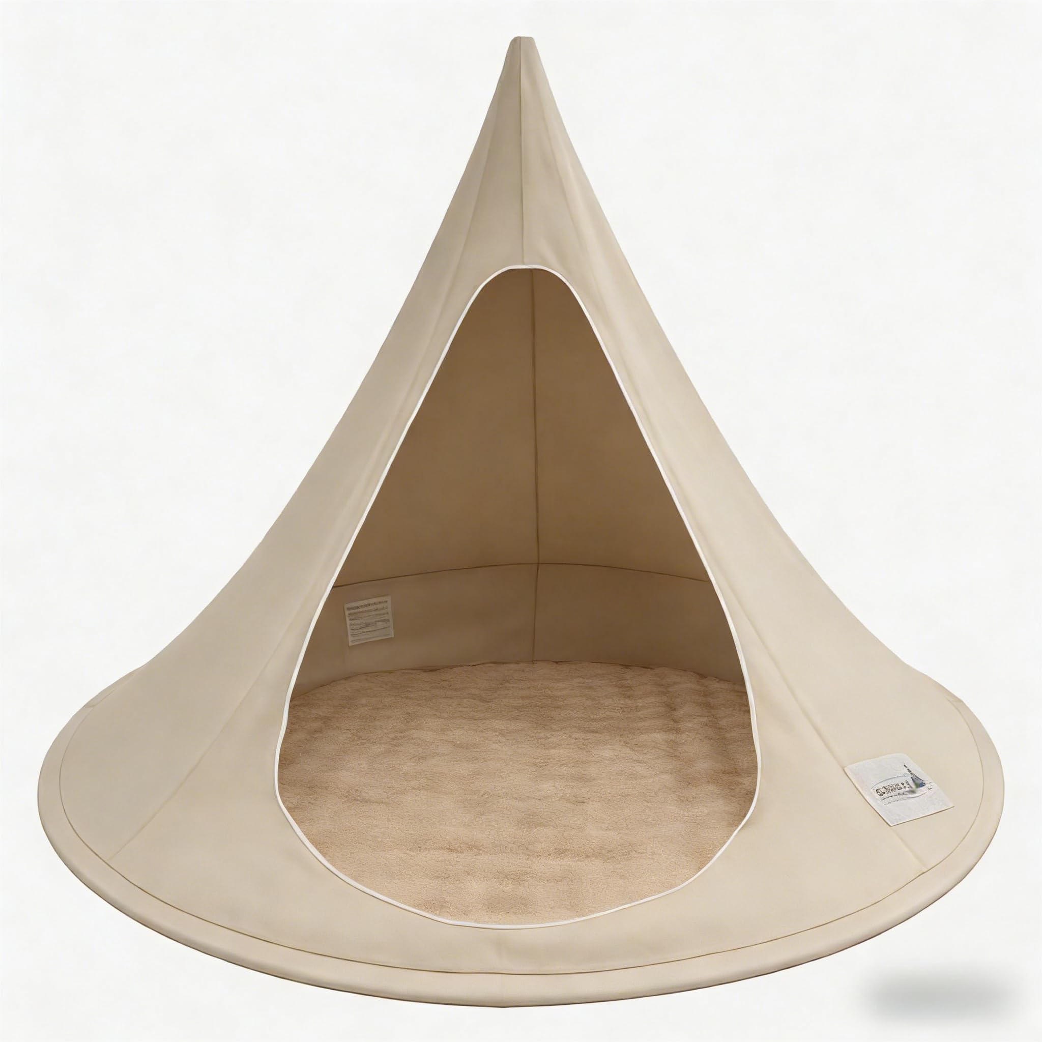 Double Birnest Hanging Chair – Cozy Indoor/Outdoor Hammock with Olefin Canvas, 660 lb Capacity, Includes Two Circle Aluminum Pole &amp; Carabiner. Swing Sofa. (Beige)
