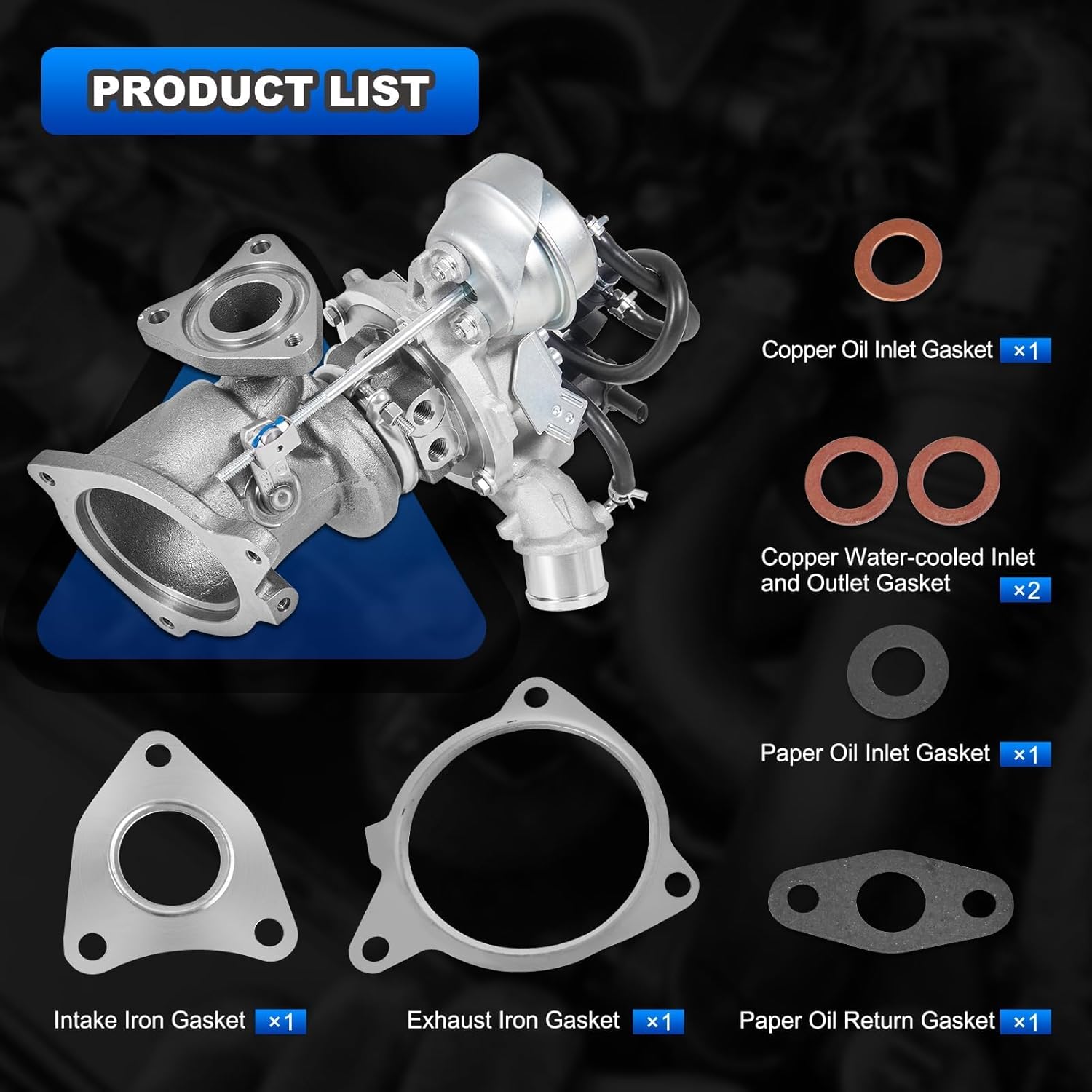 KP39 1.6 Turbo charger Kit with Gaskets Compatible with Ford Escape 2013-2016, Fiesta 2014-2017, Fusion 2013-2014, Transit Connect 2014-2015 1.6L, Turbocharger Replace# CJ5G6K682DA, 54399700144