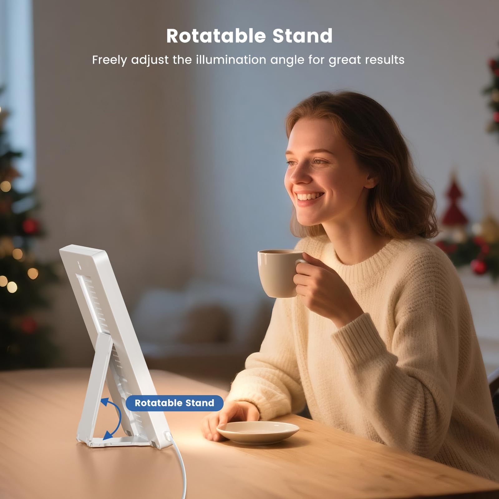 SAD Lamp Lampe de luminothérapie 10 000 lux – Lampe solaire à spectre complet avec 3 températures de couleur, minuterie et fonction mémoire, lampe de contrôle tactile portable pour la maison, le