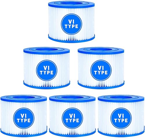 Marleyna Cartucho de filtro de piscina tipo VI paquete de 6 filtros de repuesto inflables para bañera de hidromasaje y spa compatibles con bomba de