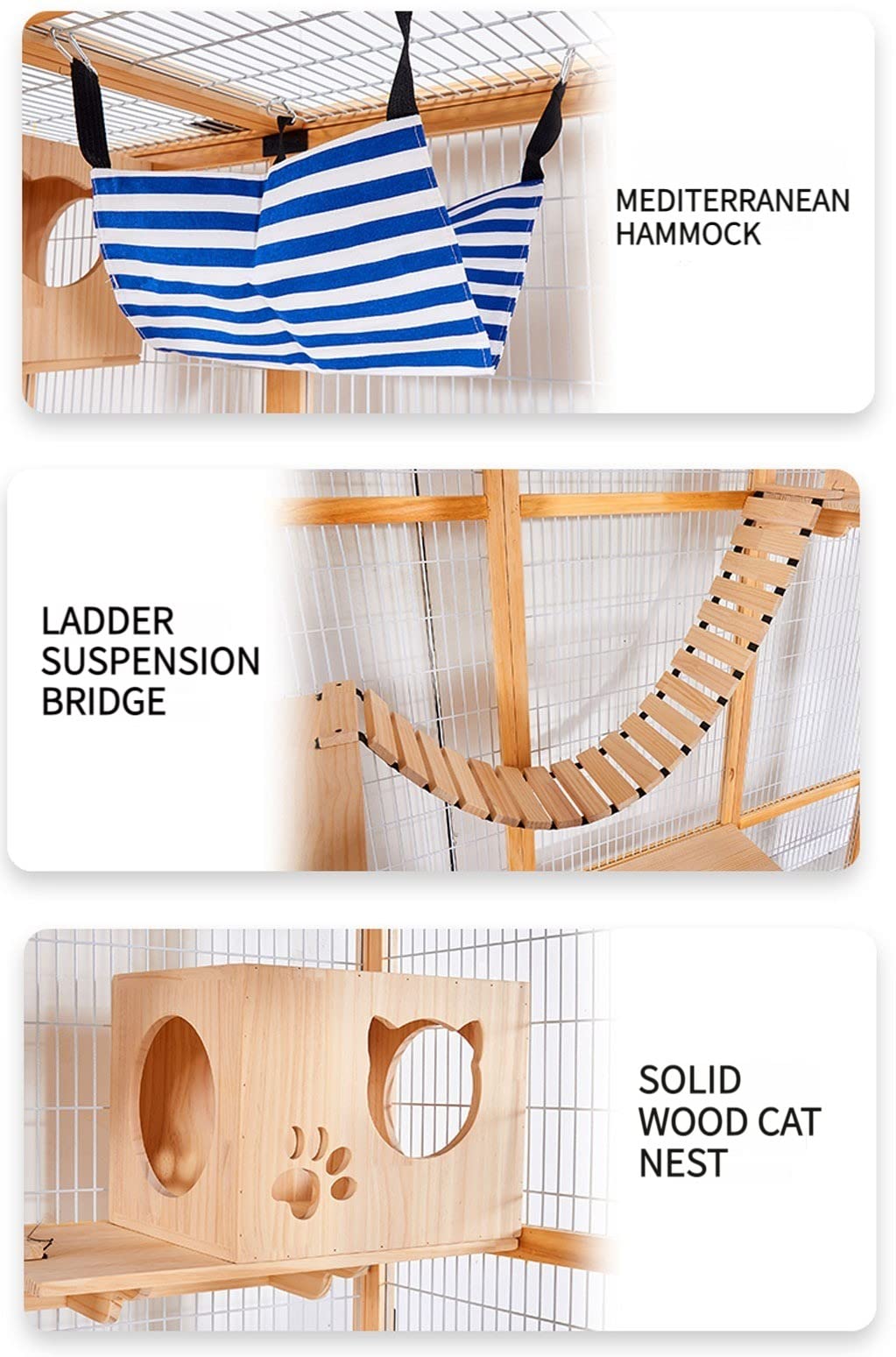 Amazon.co.jp: ケージ 猫 木製 cat cage wood 猫ケージ2段木製 3段