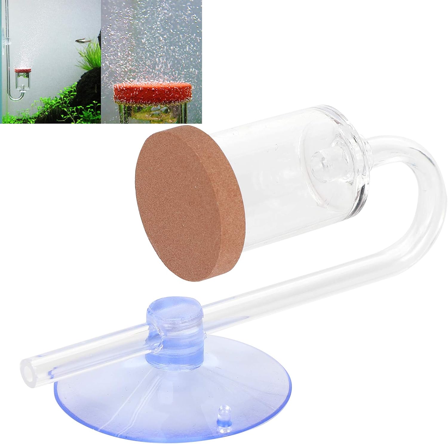 Aquarium CO2 Diffuser 2 in 1 with Integrated Bubble Counter Transparent Fish Tank Carbon Dioxide Diffuser for Aquarium Plants Water Grass(L) - Image 3