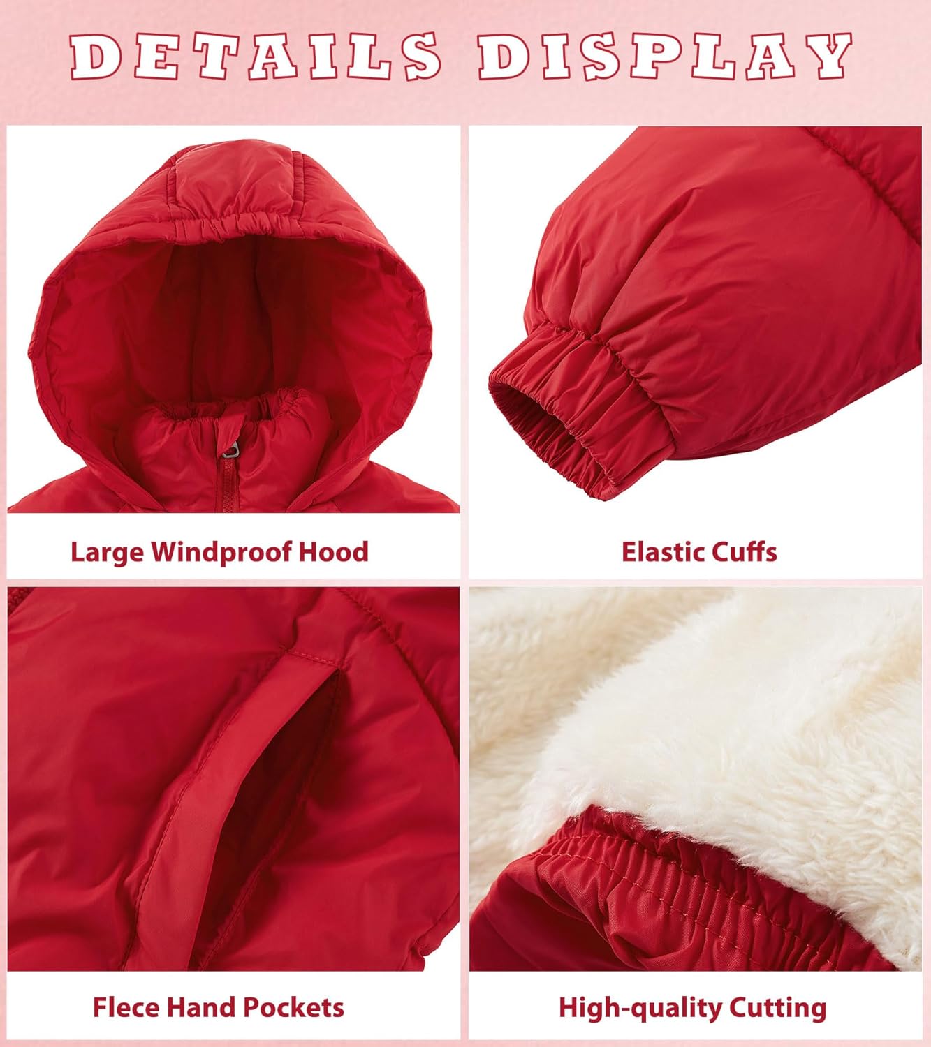 UNIFACO Girls Winter Coats Hooded Puffer Jackets Medium Length Down-like Cotton Coats Snow Outwear 5-12Y - Image 4