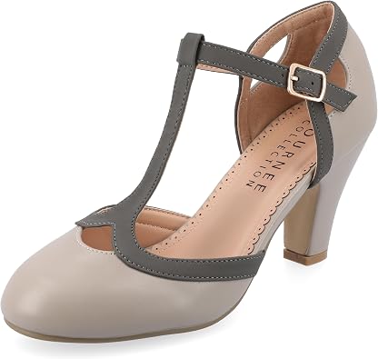 Journee Collection Womens Olina Classic Mary Jane Pumps with T-Strap and Buckle Closure