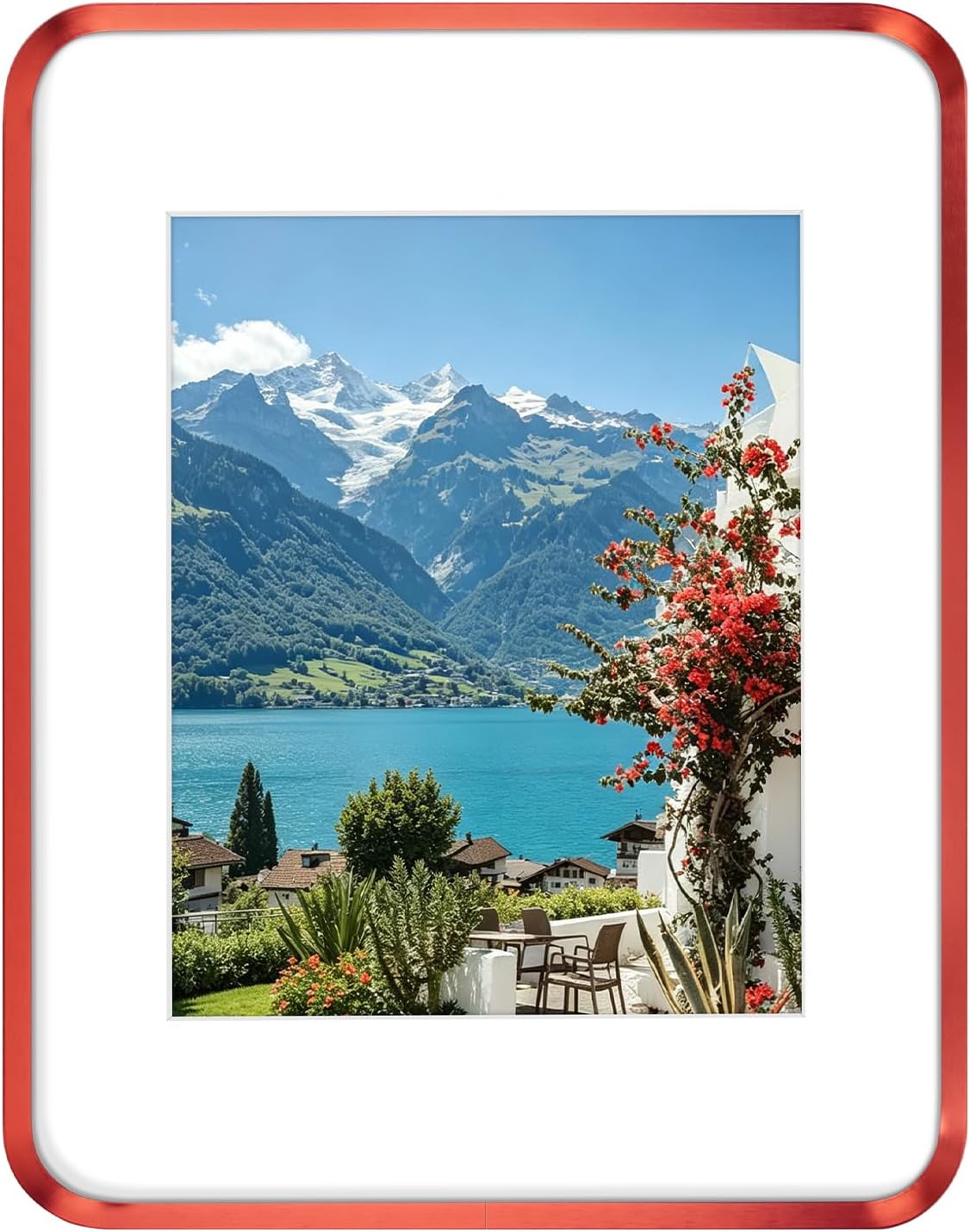Golden State Art 11x14 Red Aluminum Picture Frame Mat for 8x10 Real Glass