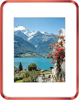 Golden State Art 11x14 Red Aluminum Picture Frame Mat for 8x10 Real Glass