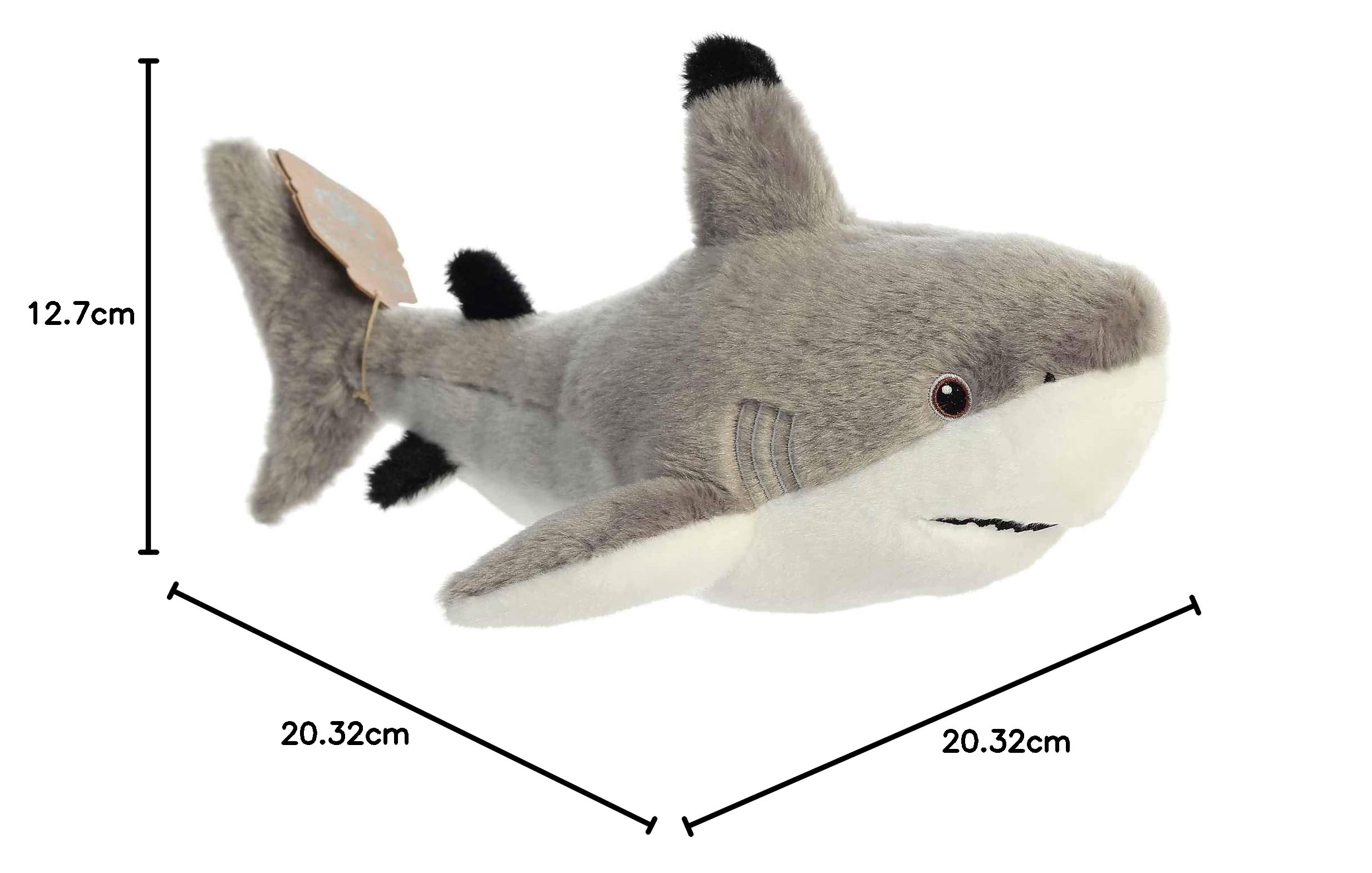 Aurora® Eco-Friendly Eco Nation™ Blacktip Shark wypchane zwierzę - świadomość środowiska - materiały z recyklingu - szary 38 cm