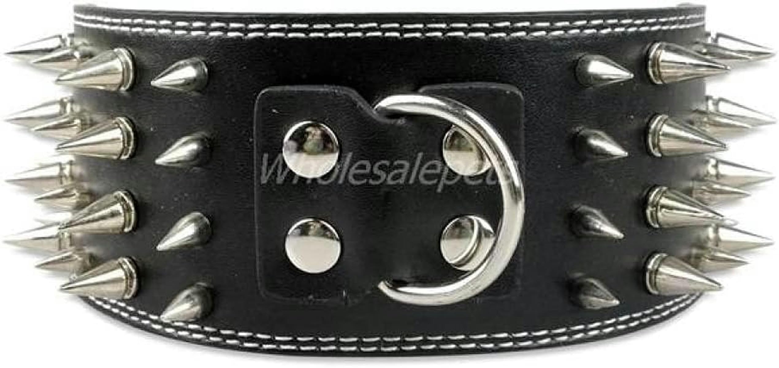 3 Zoll breites Hundehalsband aus Leder mit Spikes und Nieten für große Hunderassen, Größen ML XL, rot, L