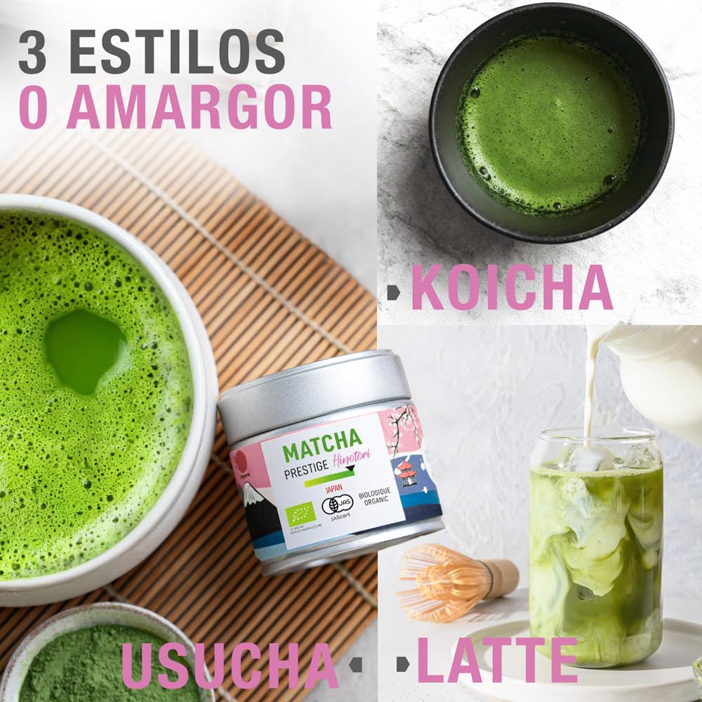 ORIGEENS TÉ MATCHA CEREMONIAL ECOLÓGICO PRESTIGE HINOTORI - Té Matcha Bio Japonés - Usucha/Koicha/Matcha Latte - Caja 30gr - Matcha Tea