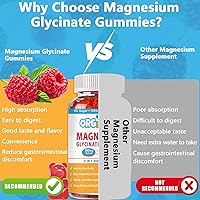 Vista 4 de Gomitas de glicinato de magnesio de 500 mg con L-treonato, vitamina D, B6, potasio y CoQ10 Fórmula compleja sin azúcar para una mejor calidad