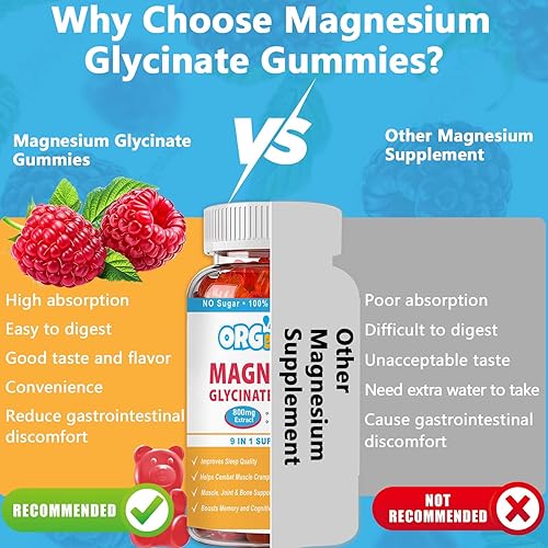 Miniatura 5 de Gomitas de glicinato de magnesio  Sin azúcar  Sin gluten  Sin OMG  Apto para veganos  Gomitas de magnesio calmantes para adultos y niños, 120