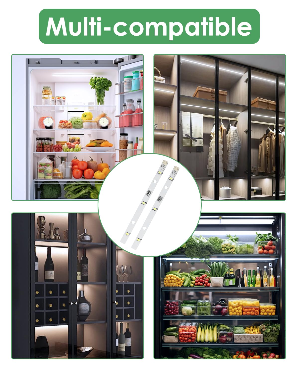 2 strisce luminose LED per frigorifero RONGSHENG/HISENSE E349766 MDDZ-162A 1629348 DC12V 2W Lampadina di ricambio per frigorifero Kenwood KIFF5017 KIFF5020 KIFF7017 [Classe energetica A+++]
