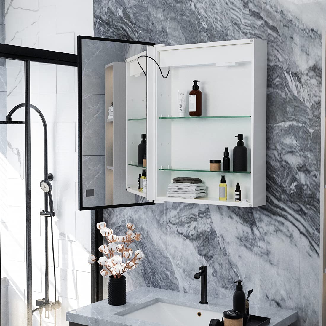 Warmiehomy LED Bathroom Mirror Illuminated Adjustable Lights