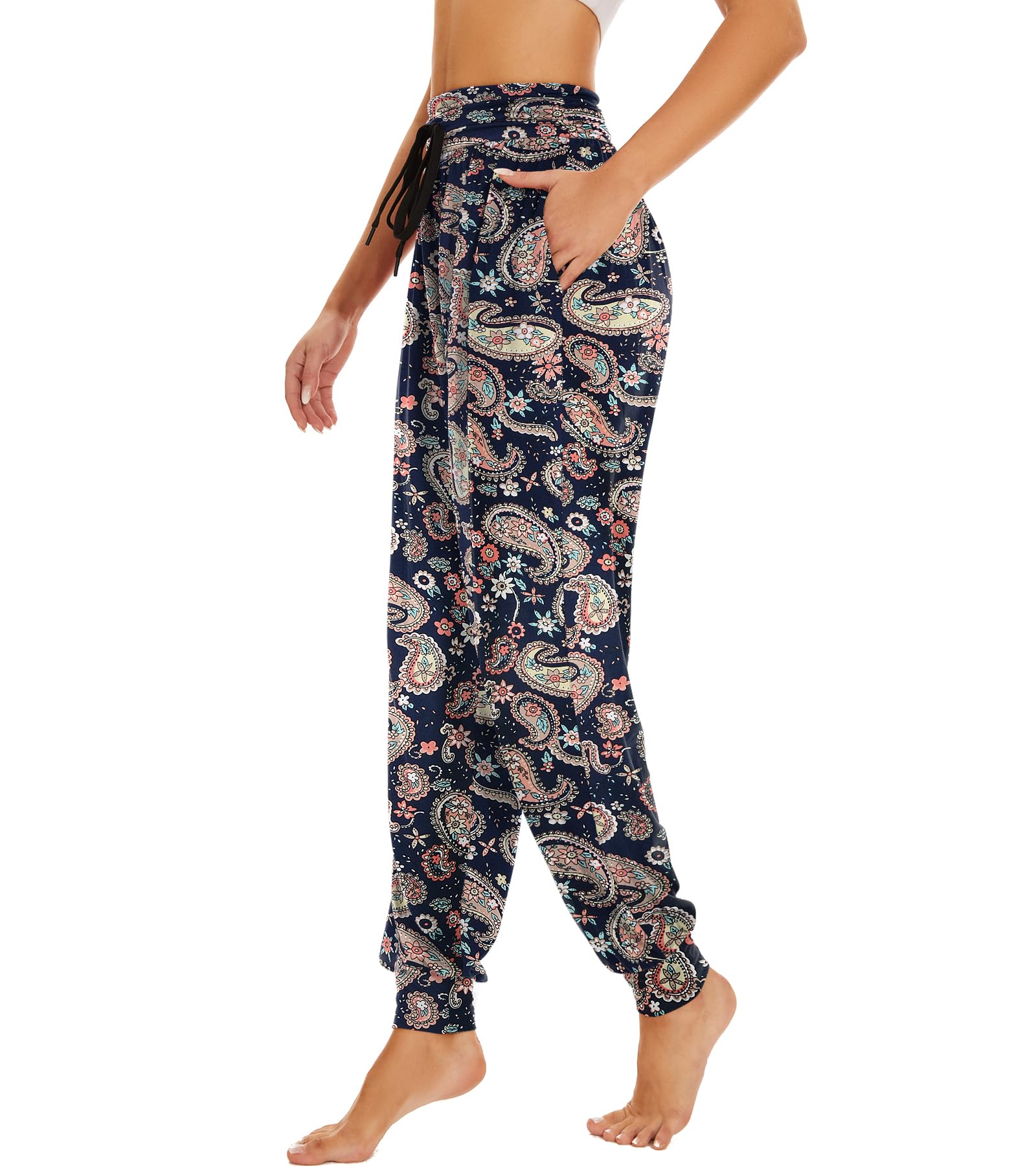 HAPYWER damskie spodnie haremki, długie, do uprawiania sportu, treningu, jogi, joggingu, letnie, lekkie, miękkie, luźne, wygodne, z dużymi kieszeniami, rozmiar S-XXL