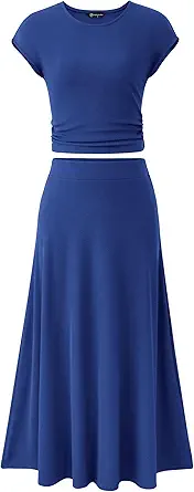PRETTYGARDEN Two Piece Skirt Set for Women 2025 Summer Spring Dressy Casual Knit Travel Vacation Matching Lounge Outfits