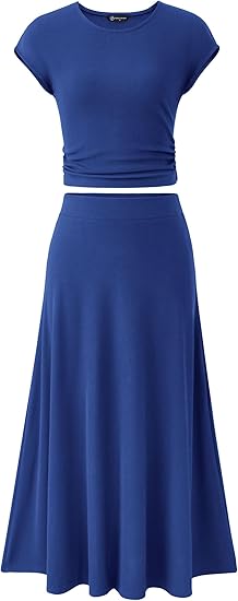 PRETTYGARDEN Two Piece Skirt Set for Women 2025 Summer Spring Dressy Casual Knit Travel Vacation Matching Lounge Outfits