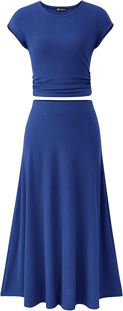 PRETTYGARDEN Two Piece Skirt Set for Women 2025 Summer Spring Dressy Casual Knit Travel Vacation Matching Lounge Outfits