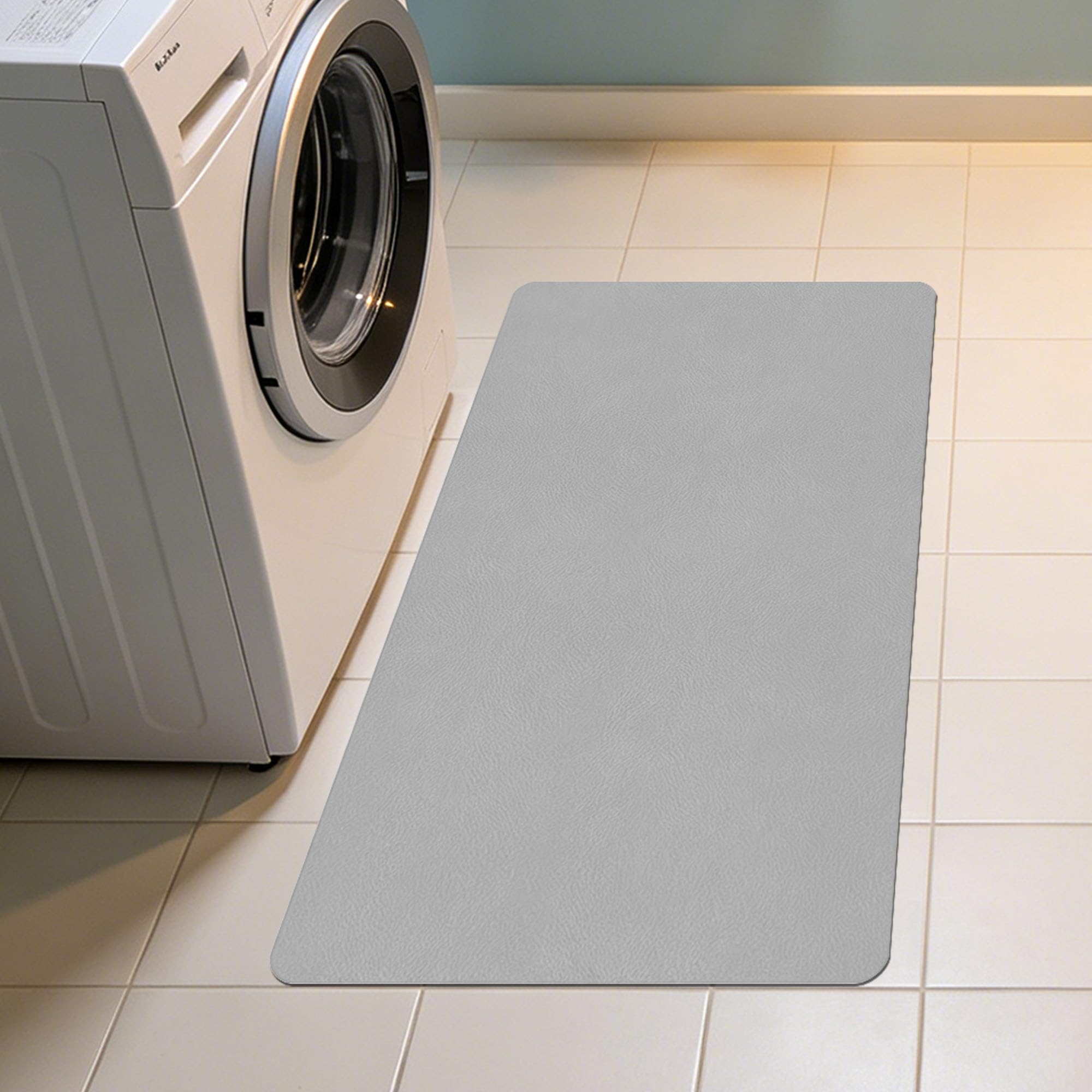 Alfombra Diatomita Baño 110 x 114 cm Rápido Secado Alfombrilla de Ducha Antideslizante Antideslizante y Antihumedad para Bañera, Ducha, Cuarto de Baño y Cocina, Gris Claro