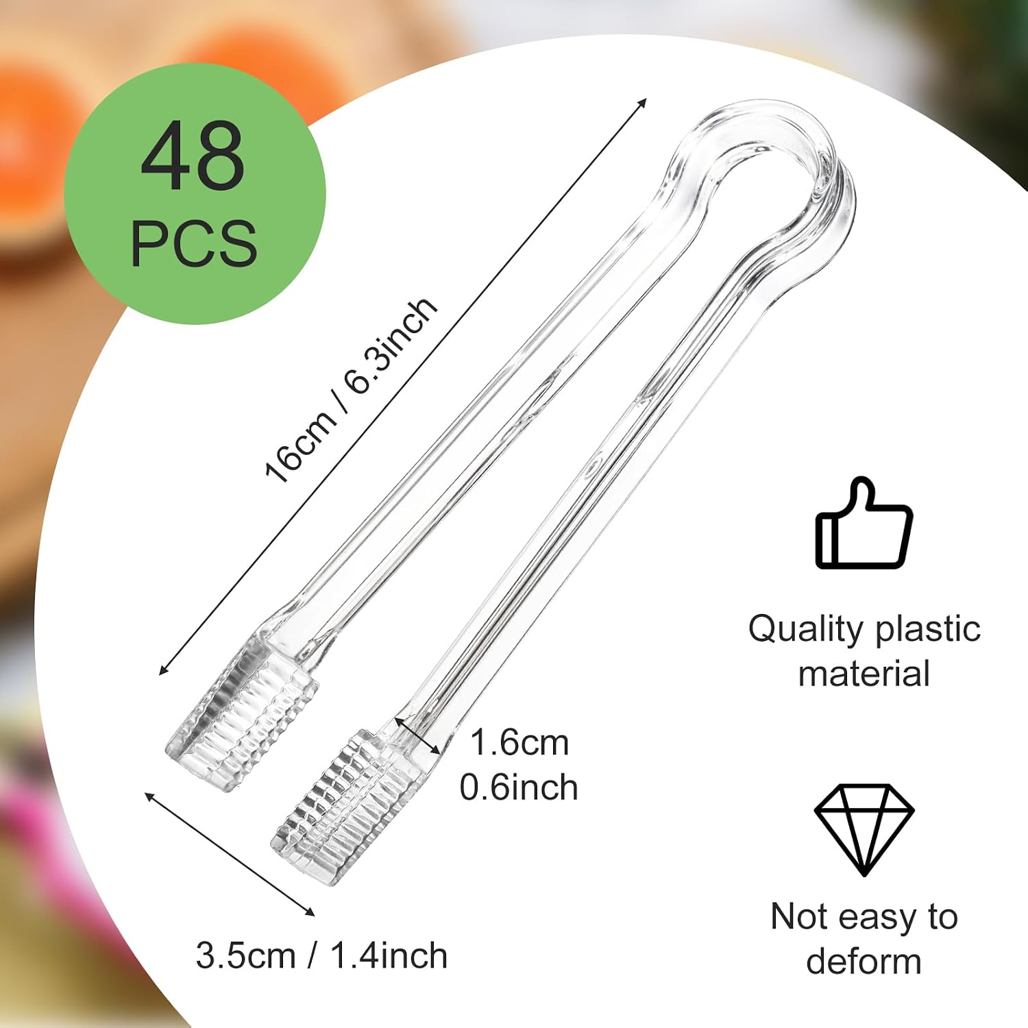 48 Pcs Plastic Tongs, 6.5'' Serving Tongs Heavy Duty Reusable Kitchen and BBQ Clear Serving Tong for party's, Caterings, Events, Buffet, Weddings, And every Day use